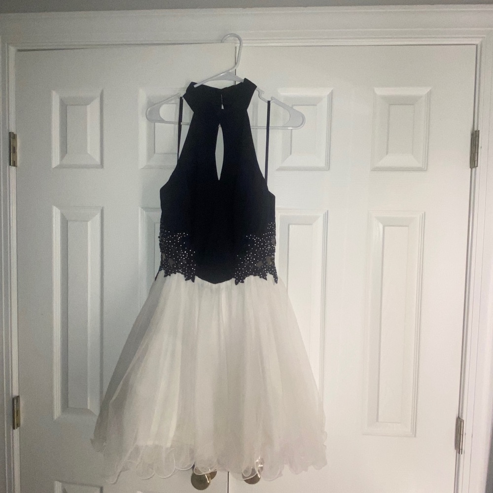 Halter white and Blue formal/ prom dress